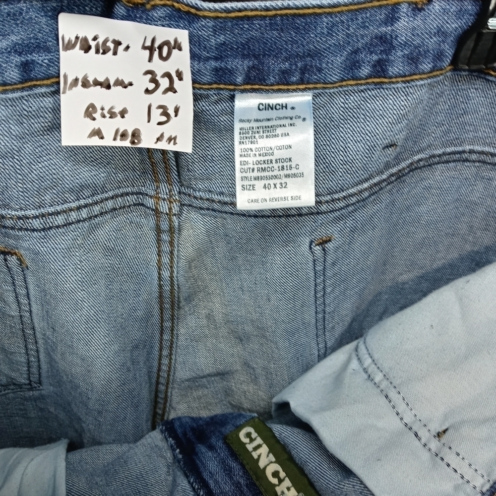 Cinch green lable men's blue jeans sz 40x32. M108pm - Picture 7 of 7